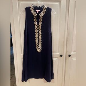 Lilly Pulitzer Navy Sleeveless Dress with Gold Embellishments